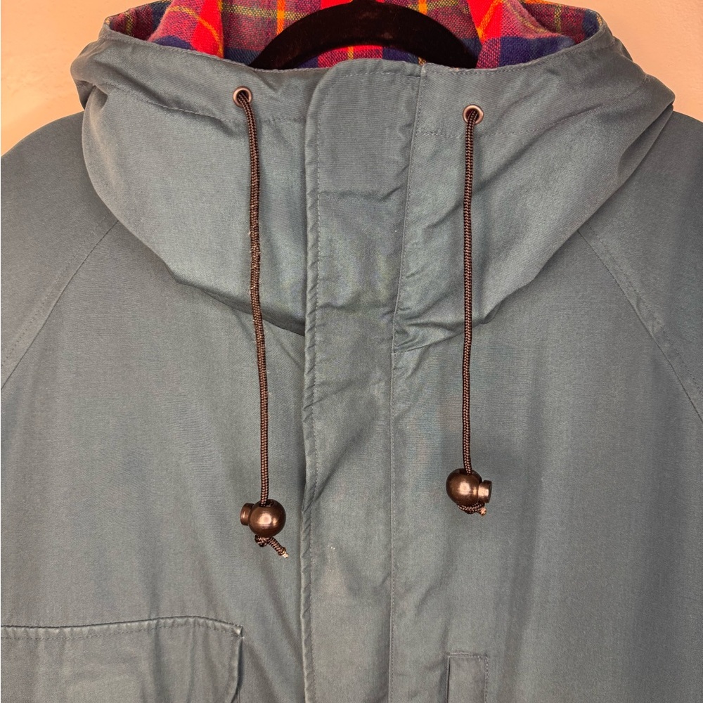 Vintage Eddie Bauer Teal Parka Jacket L Flannel Lined - Picture 4 of 13